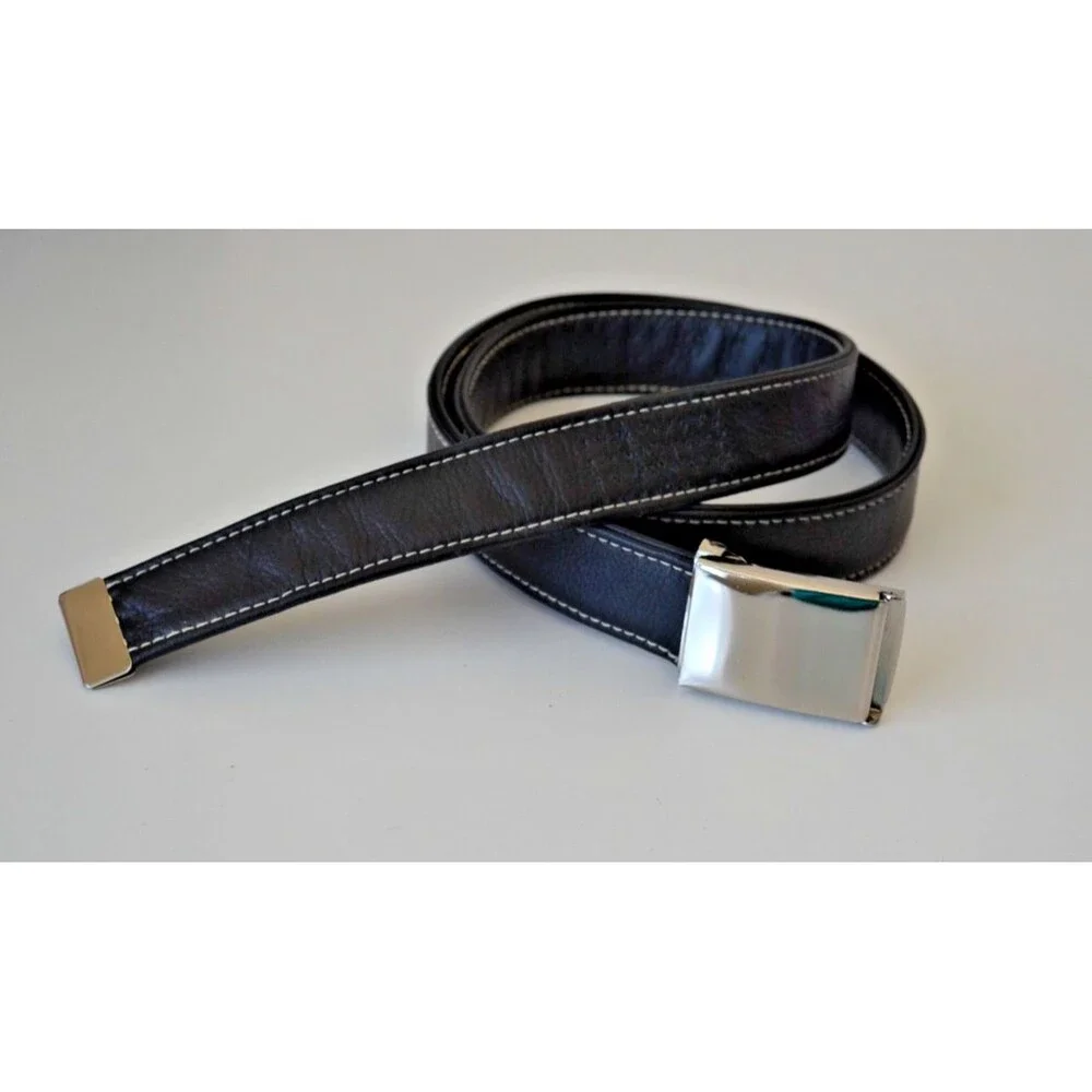 Rare VTG Iliac Golf Soft Black Leather Belt  USA Made Unbranded Gripper Buckle